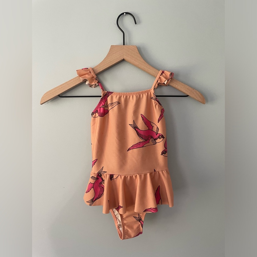 Mini Rodini Bird Print One Piece Bathing Suit 4T